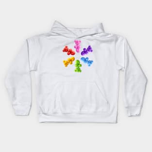 Rainbow candy color teddy bear balloon star Kids Hoodie